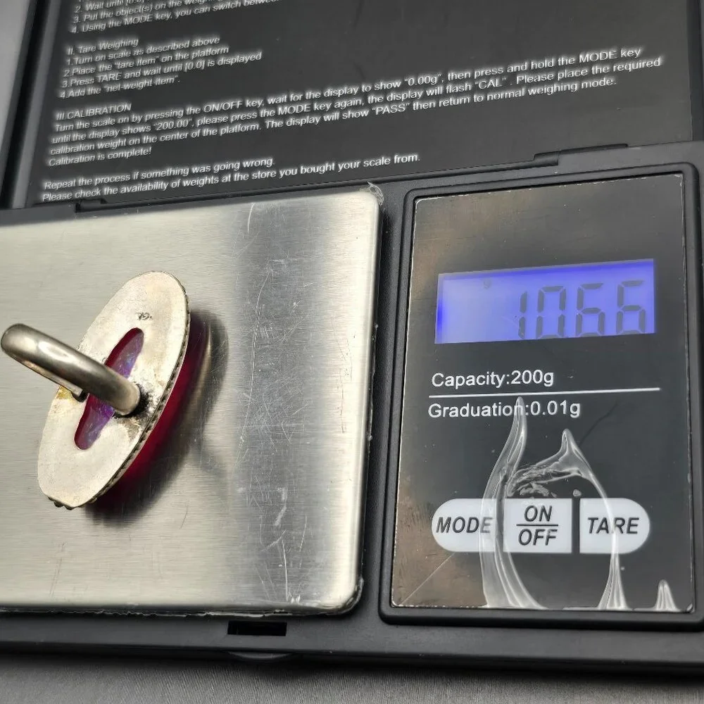 Triplet Opal Statement Ring VTG Pink Iridescent Glass Cabochon Size 8 Silver Plt - Picture 12 of 12